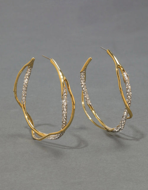 ALEXIS BITTAR Intertwined Two Tone Pave Hoop Earring 14k Gold Plated Brass(2 Colors)