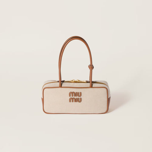 MIU MIU Beau Canvas and Leather Bag(Ecru)
