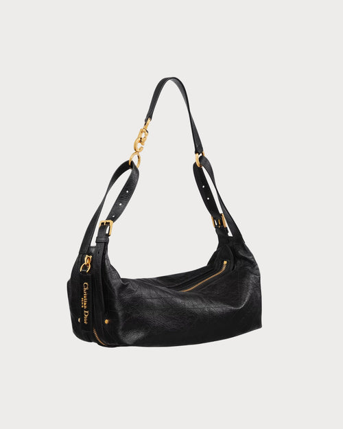 CHRISTIAN DIOR Medium D-Journey Crinkled Calfskin Bag | 迪奧 手袋 (黑色)