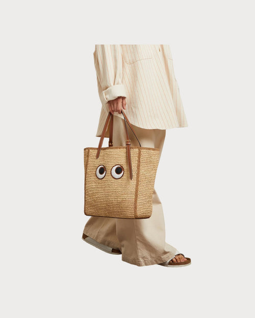 ANYA HINDERMARCH N/S Raffia Eyes Small Tote | 安雅·希德瑪芝 草編袋 (啡色)