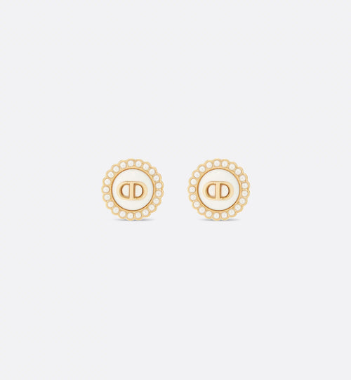 CHRISTIAN DIOR Petit CD Baroque Stud Earrings Gold-Finish Metal | Dior Earrings (Multicolor)