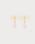 CHRISTIAN DIOR Petit CD Earrings Gold-Finish Metal and Iridescent Pink Resin Pearls | 迪奧 耳環 (粉紅色)