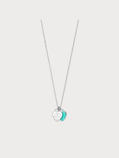 TIFFANY & CO. Double Heart Tag Pendant in Silver with a Diamond(Mini/4 Colors)