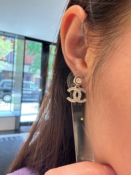 CHANEL Silver CC Crystal Earrings | Chanel Earrings (Silver)