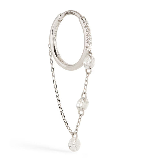PERSEE White Gold and Diamond Drop Huggie Single Earring | 白金鑽石垂墜單扣耳環 (白金款)
