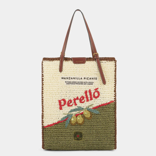 ANYA HINDMARCH Anya Brands Perello N/S Tote | 安雅·希德瑪芝 Anya Brands Perello N/S 托特包(柑橘橙/粉筆白) - LondonKelly 英國名牌代購