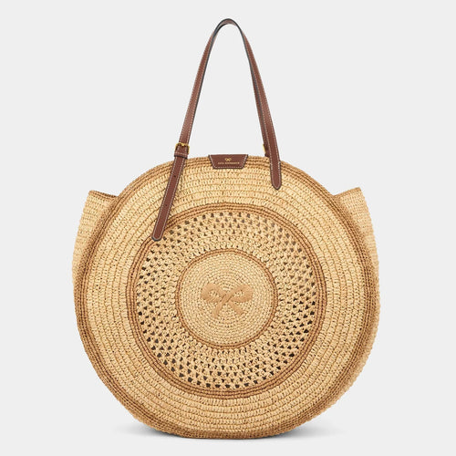 ANYA HINDMARCH Raffia Round Bow Tote | 安雅·希德瑪芝 草編圓形蝴蝶結托特包(天然色) - LondonKelly 英國名牌代購