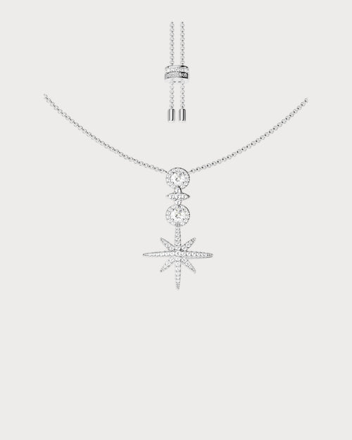 APM MONACO AC7135OX Pave Meteorites & Circles Adjustable Necklace | 鋪鑽與圓圈可調式項鍊 (銀色) - LondonKelly 英國名牌代購