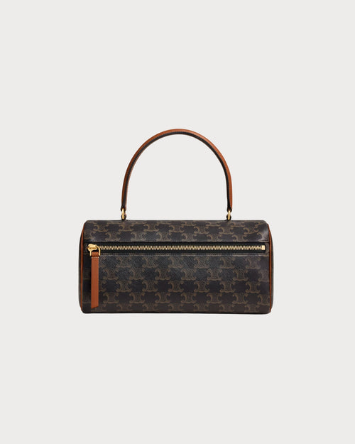 CELINE Cylinder Bag in Triomphe Canvas and Calfskin | 賽琳 圓筒袋 (啡色) - LondonKelly 英國名牌代購