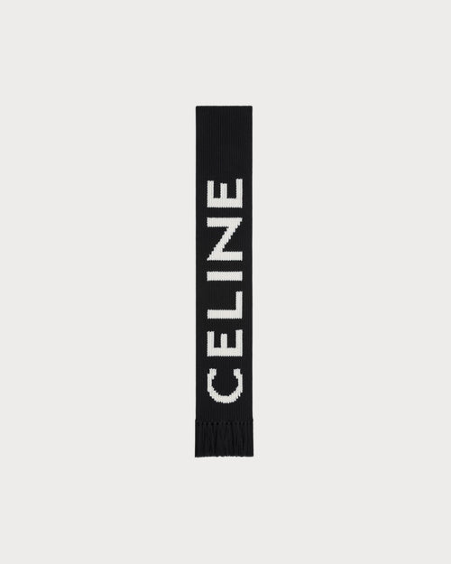 CELINE Fringed Celine Scarf in Wool | 賽琳 頸巾 (黑色) - LondonKelly 英國名牌代購
