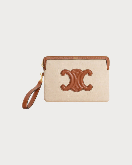 CELINE Small Pouch With Strap Cuir Triomphe In Textile | 賽琳 手袋 (米色) - LondonKelly 英國名牌代購