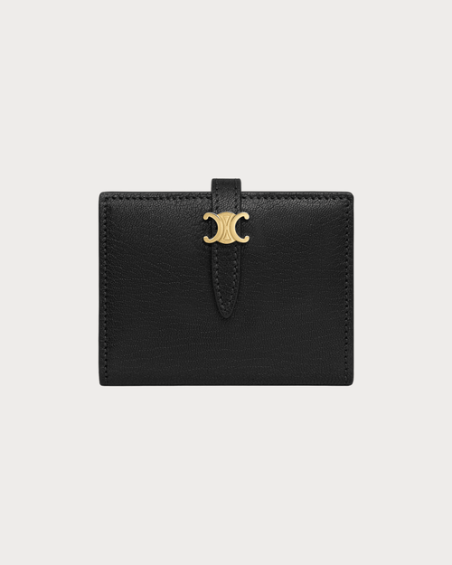 CELINE Triomphe Pontet Bi-Fold Card Holder Goatskin(Black) - LONDONKELLY 英國名牌代購