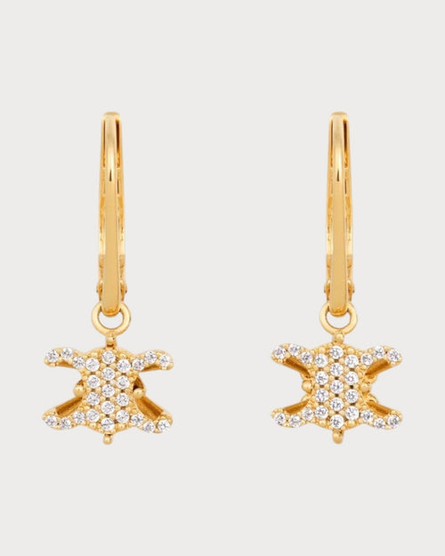 CELINE Triomphe Solitaire Sparkle Earrings Strass & Brass with Gold Finish(Gold) - LONDONKELLY 英國名牌代購