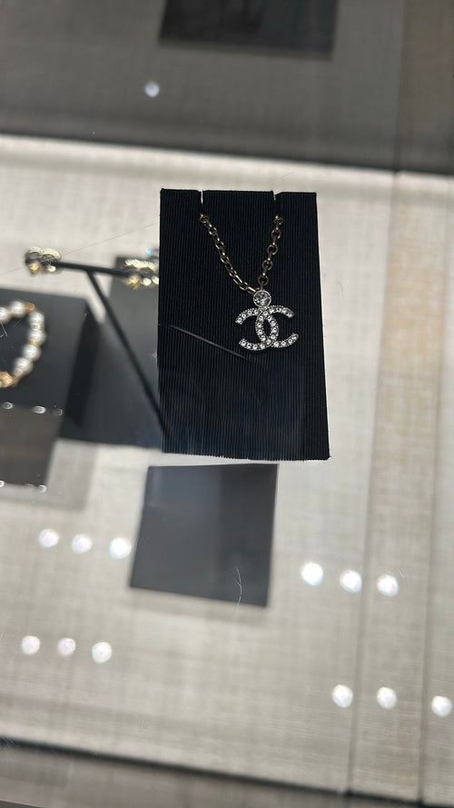 CHANEL ABC147 Silver Crystal CC Necklace | 香奈兒 頸鏈 (銀色) - LONDONKELLY 英國名牌代購