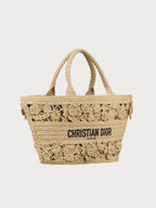 CHRISTIAN DIOR Hat Basket Bag Raffia with Flowers(Natural) - LONDONKELLY 英國名牌代購