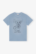 GANNI Blue Re - cut Cotton Jersey T-shirt | 短袖上衣 (藍色) - LondonKelly 英國名牌代購
