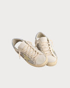 GOLDEN GOOSE Bio - based Super - Star with silver glitter and yellow leather star | 黃金鵝 Bio - based Super - Star 搭配銀色亮片與黃色皮革星星(白色) - LondonKelly 英國名牌代購