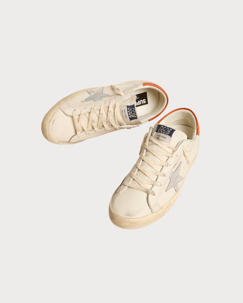 GOLDEN GOOSE Super - Star LTD with silver leather star and croc - print leather heel tab | 黃金鵝 Super - Star LTD 搭配銀色皮革星星與鱷魚紋皮革後跟標籤(白色) - LondonKelly 英國名牌代購
