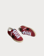 GOLDEN GOOSE Women’s Super - Star in red suede with glitter star and white heel tab | 黃金鵝 女款 Super - Star 紅色麂皮款,搭配亮片星星與白色後跟標籤(紅色) - LondonKelly 英國名牌代購
