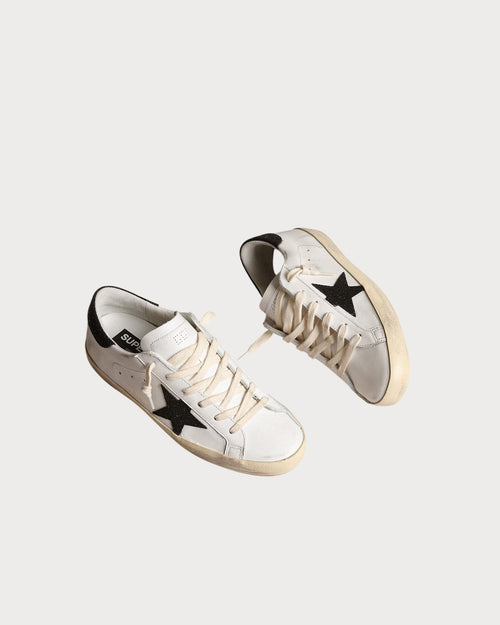 GOLDEN GOOSE Women’s Super - Star with a black Swarovski crystal star and heel tab | 黃金鵝 女款 Super - Star 搭配黑色施華洛世奇水晶星星與後跟標籤(白色) - LondonKelly 英國名牌代購