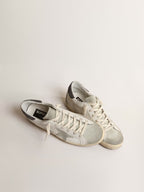 GOLDEN GOOSE Women’s Super - Star with gray star and dark gray glitter heel tab | 黃金鵝 女款 Super - Star 搭配灰色星星與深灰色亮片後跟標籤(白色) - LondonKelly 英國名牌代購