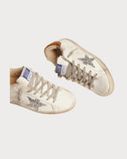GOLDEN GOOSE Women's Super - Star with shearling lining and silver glitter star | 黃金鵝 女款 Super - Star 內裡羊毛款,搭配銀色亮片星星(白色) - LondonKelly 英國名牌代購