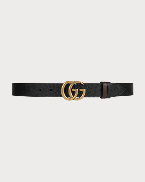 GUCCI Reversible Belt with Double G Buckle | 古馳 皮帶 (3CM/黑啡色) - LondonKelly 英國名牌代購