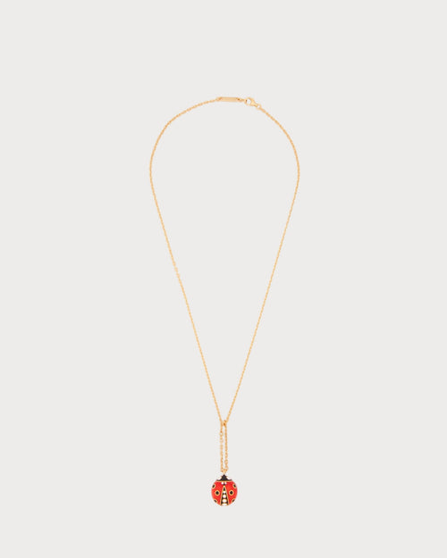 LOEWE Dangling Ladybug Necklace in Sterling Silver Enamel and Crystals | 羅意威 頸鏈 (金色) - LondonKelly 英國名牌代購