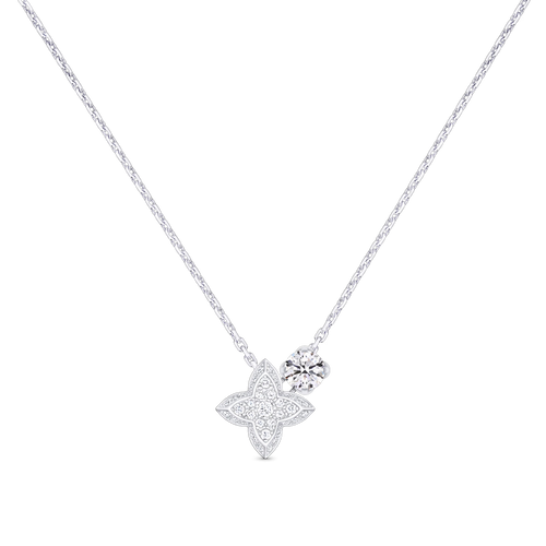 LOUIS VUITTON Q03000 LV Diamonds Double Pendant, Round Brilliant Cut | 路易威登 頸鏈 (銀色)
