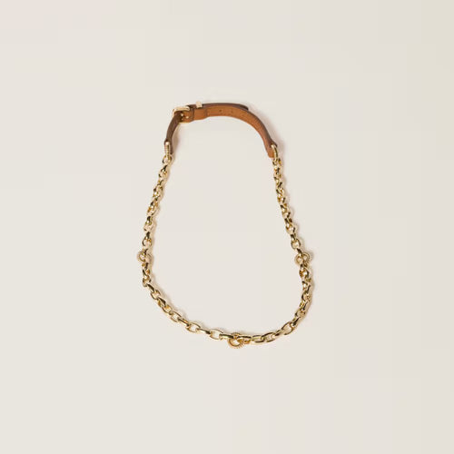 MIU MIU Metal and Leather Necklace | 繆繆 頸鏈 (金色) - LondonKelly 英國名牌代購