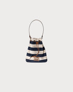 MIU MIU Striped Fabric Drawstring Pouch | 繆繆 手袋 (藍白色) - LondonKelly 英國名牌代購