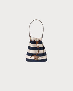 MIU MIU Striped Fabric Drawstring Pouch | 繆繆 手袋 (藍白色) - LondonKelly 英國名牌代購