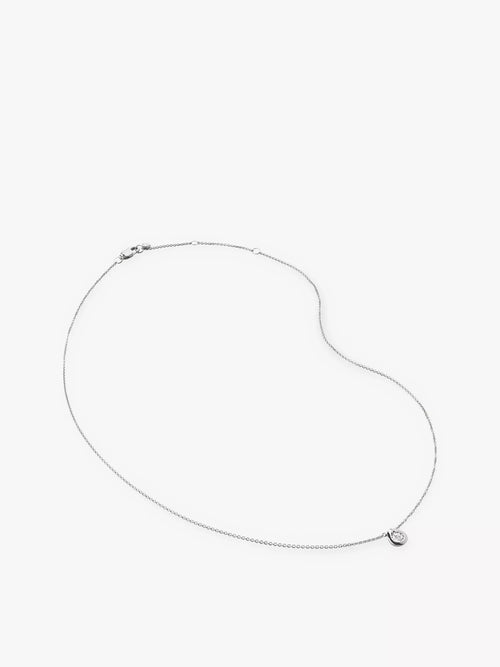 MONICA VINADER Solitaire Pear Sterling - Silver and 0.06ct Lab - Grown Diamond Necklace | 頸鏈 (銀色) - LondonKelly 英國名牌代購