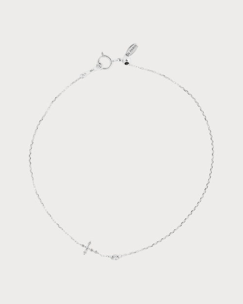 PERSEE White Gold and Diamond Symbols Cross Bracelet | 白金鑽石符號十字架手鍊 (白金) - LondonKelly 英國名牌代購