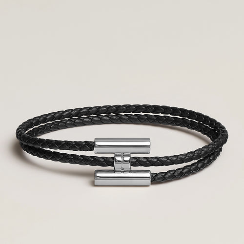 HERMES Tournis Tresse Bracelet | 愛馬仕 男仕手帶 (Black)