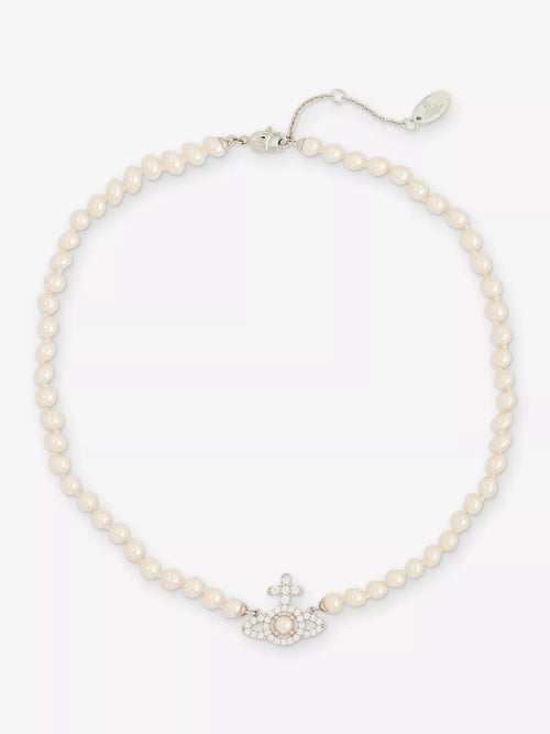 VIVIENNE WESTWOOD Olympia Pearl Brass Necklace | 西太后 頸鏈 (銀色) - LONDONKELLY 英國名牌代購