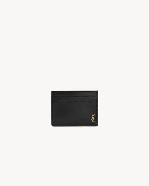 YSL SAINT LAURENT Men's Tiny Cassandre Credit Card Case In Shiny Leather | 聖羅蘭 男仕卡套 (黑色) - LONDONKELLY 英國名牌代購