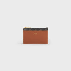 CELINE Triomphe Canvas Zipped Card Holder | 賽琳 拉鏈卡套 (Gold)