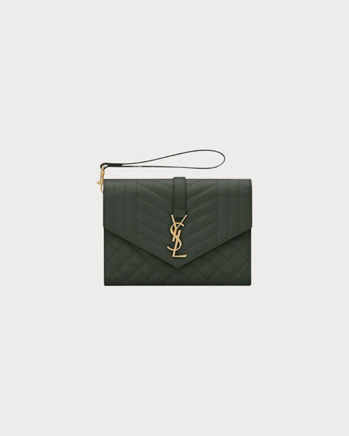 YSL Envelop Flap Grain Leather Pouch (4 Colours) - LONDONKELLY