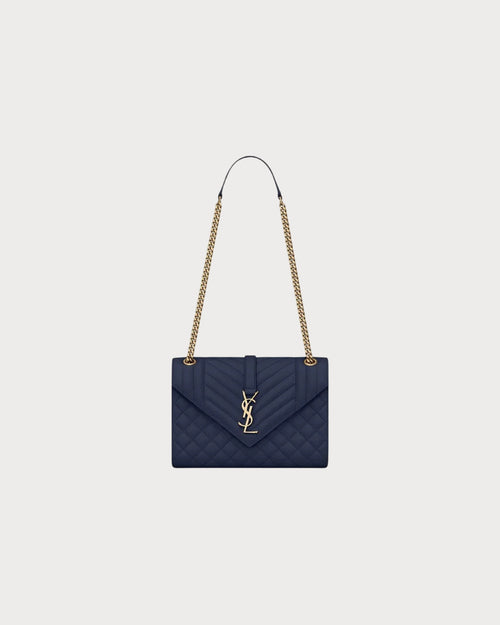 YSL Envelope MEDIUM Grain Leather Chain bag (Many Colours) - LONDONKELLY