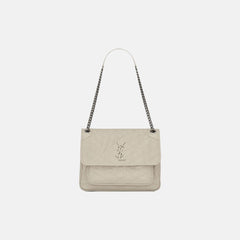 YSL Niki Medium Crinkled Vintage Leather Chain Bag (3 Colours) - LONDONKELLY