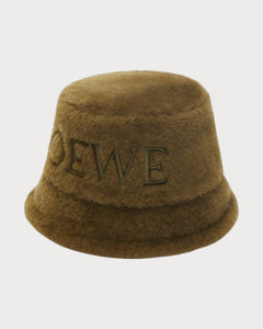 LOEWE Shearling Bucket Hat | 羅意威 羊毛帽 (Dark Khaki Green)