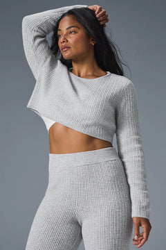 ALO YOGA Cashmere Plush Waffle Cropped Long Sleeve | 羊絨絨毛格紋短版長袖上衣 (多色)
