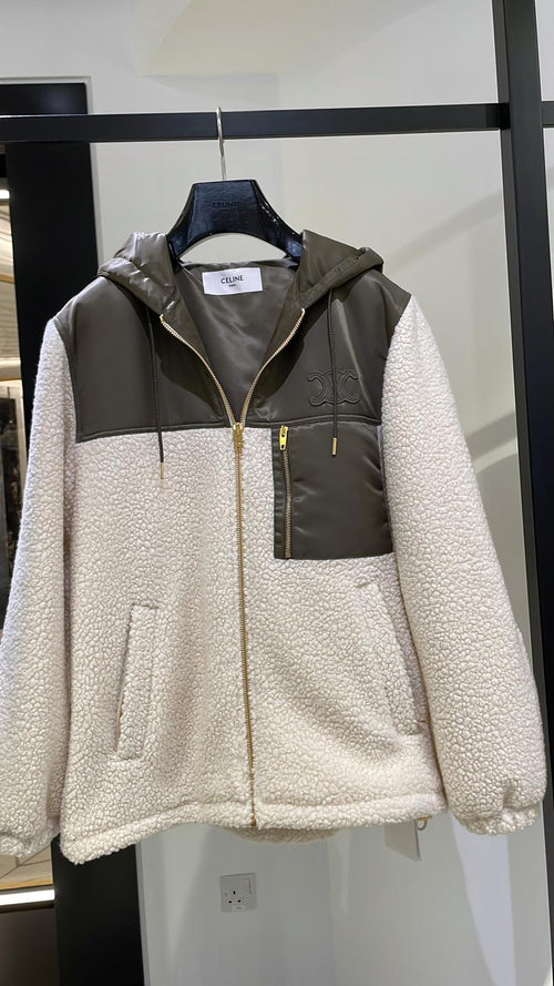 CELINE Fleece Jacket in Fur-Effect Cashmere | 賽琳 毛絨感羊絨外套（米灰色/卡其色）