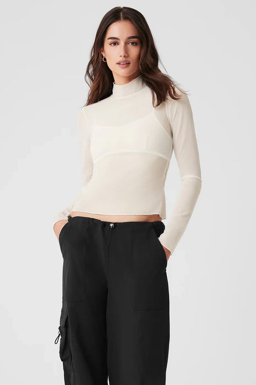 ALO YOGA Mesh Sheer Illusion Mock Neck Long Sleeve | 網眼透膚高領長袖上衣 (多色) - LondonKelly 英國名牌代購