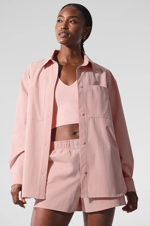 ALO YOGA Pinstripe Daylight Button Down Long Sleeve | 細條紋長袖襯衫 (多色) - LondonKelly 英國名牌代購