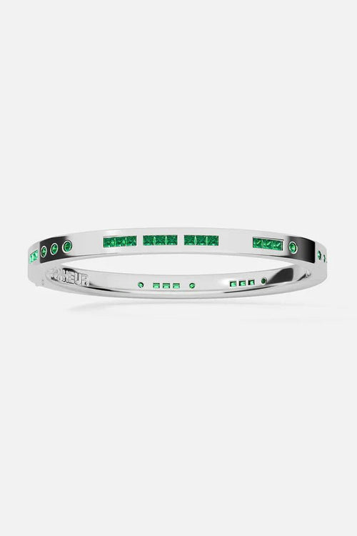 APM MONACO AB4604KG Green Bonheur Morse Code Bangle | 綠色摩斯密碼手鐲 (銀色) - LondonKelly 英國名牌代購