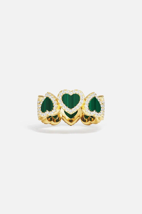 APM MONACO Y21646XMAL Malachite Heart Ring | 孔雀石愛心戒指 (金色) - LondonKelly 英國名牌代購