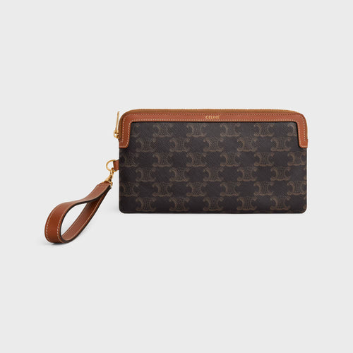 CELINE Long Pouch With Strap In Triomphe Canvas | 賽琳 手袋 (啡色) - LondonKelly 英國名牌代購