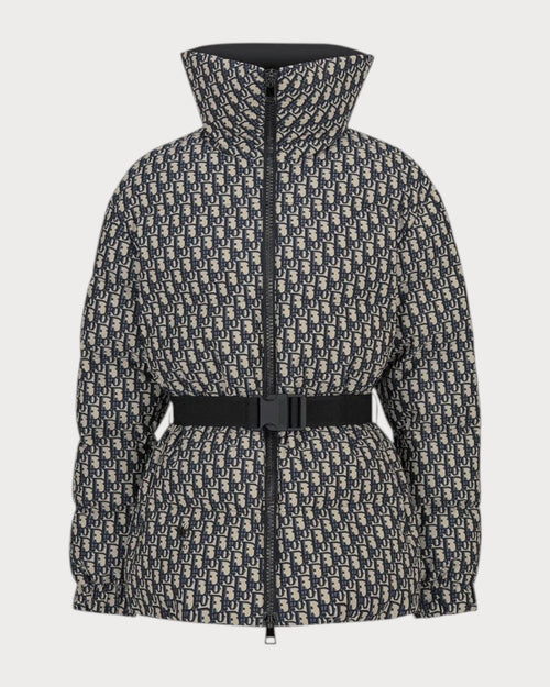 CHRISTIAN DIOR DIORALPS Puffer Jacket with Belt Oblique Jacquard(Blue) - LONDONKELLY 英國名牌代購